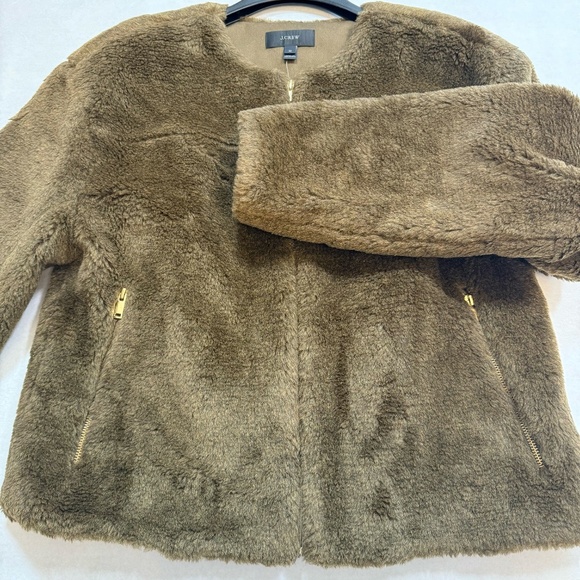 J. Crew | Plush Fleece Teddy Winter Coat Heather Olive, medium ***NEW with tags - Picture 4 of 12